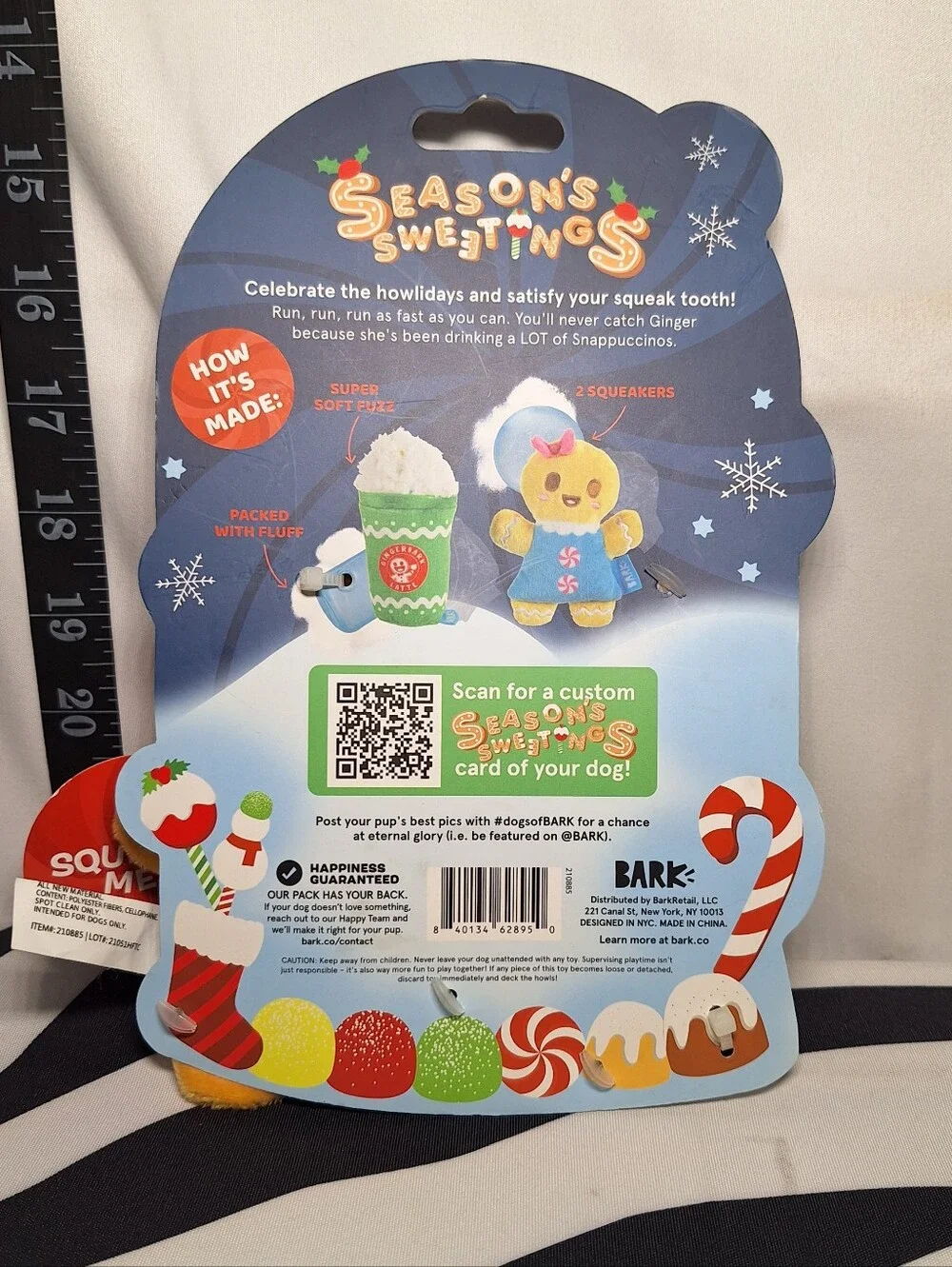 NWT Bark Ginger's Snappuccino Dog Toy XS-S